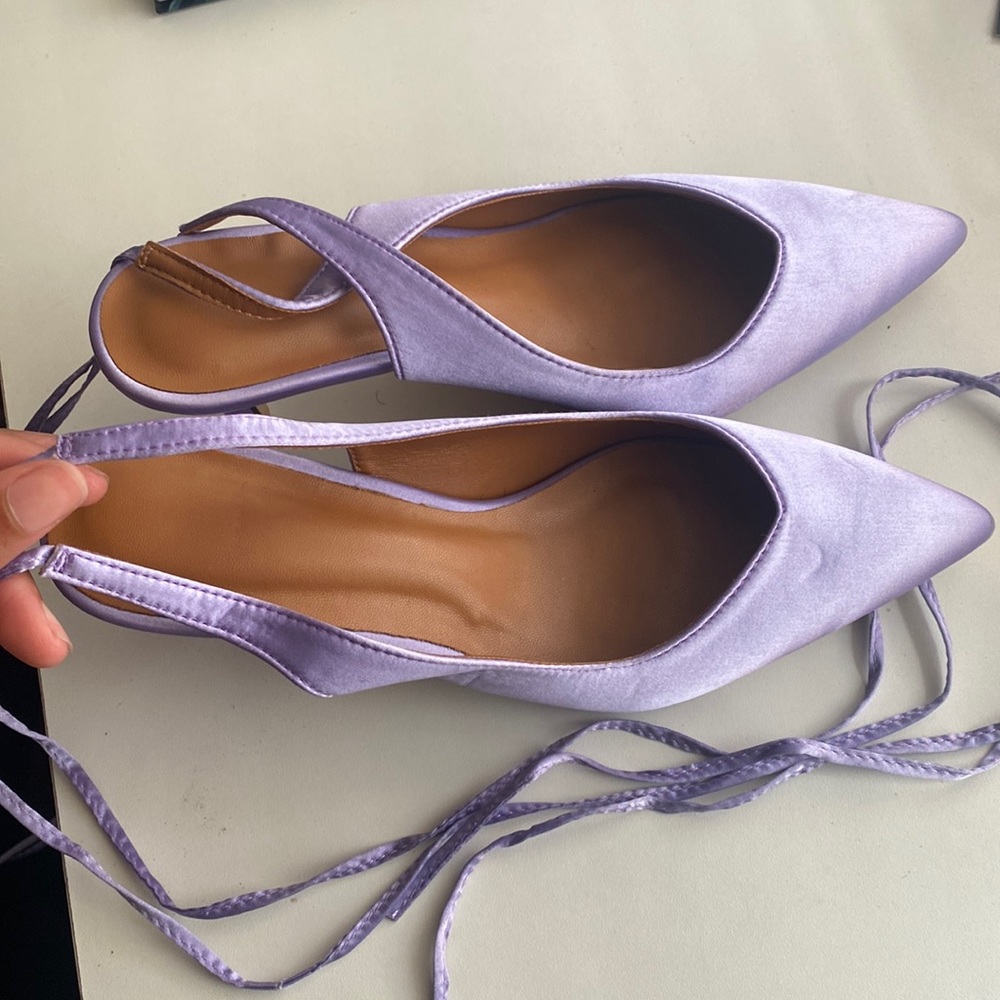 Purple lace up heels